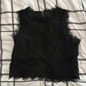 Black Rope & Lace Crop Top